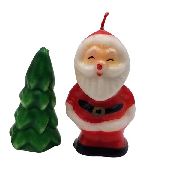 Vintage Christmas Candle Set Colonial Candles Santa Claus Snowman Christmas Tree - Picture 4 of 9